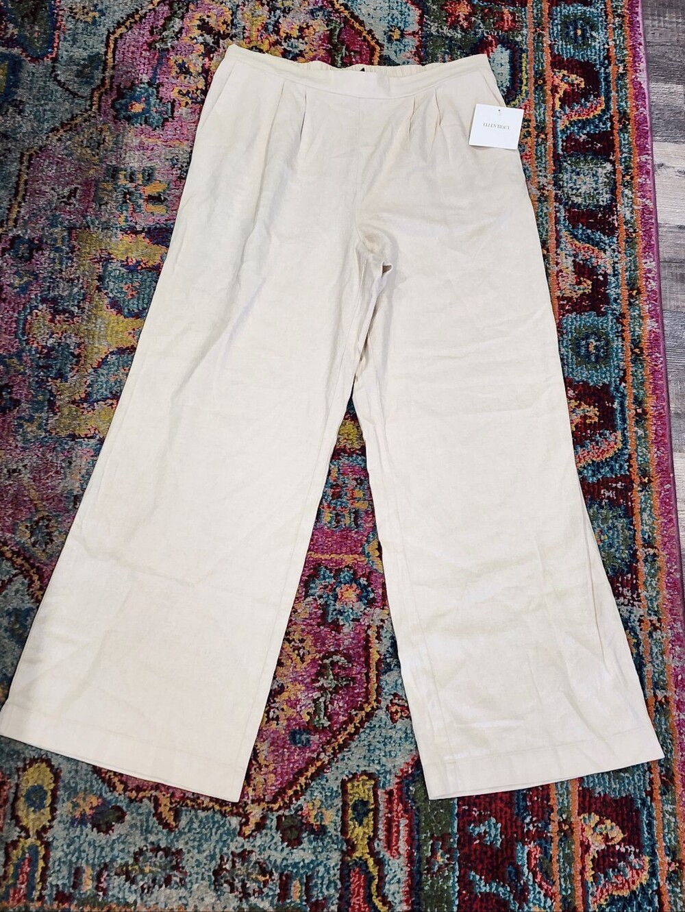 ELLEN TRACY | Wide-Leg Pull-On Linen Pants | Medium (Size 8-10) | NWT - Picture 2 of 7